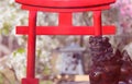 Torii Gate and Lion Dog Statue