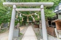 Torii gate with Shimenawa straw rope ornament of Daio Jijna or Daio Shrine.