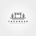 torii gate temple logo line art japanese culture vector illustration design