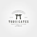 Torii gate vintage logo vector japanese architecture illustration design