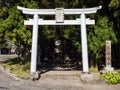 Torii gates at the entrance to historic Kokuzo Shrine in Aso volcanic caldera, part of Aso-Kuju Royalty Free Stock Photo