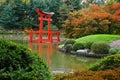 Torii gateway in the Japanese Hill-and-Pond Garden Royalty Free Stock Photo