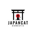 Torii japan with cat logo design vector graphic symbol icon illustration creative idea