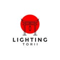 Torii japan gate with lantern logo design, vector graphic symbol icon illustration creative idea