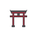 Torii Japanese gate filled outline icon