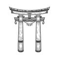 Torii Japanese gate sketch vector illustration