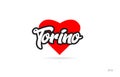 torino city design typography with red heart icon logo