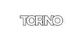Torino in the Italia emblem. The design features a geometric style, vector illustration with bold typography in a modern font. The
