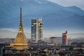 Torino panorama with close-up on Mole Antonelliana
