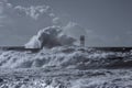 Torm at the Douro mouth north beacon and pier