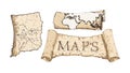 Torn Antique Map Paper Fragments vector design Generative AI Royalty Free Stock Photo