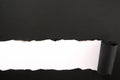 Torn black paper strip white background straight lower edge Royalty Free Stock Photo