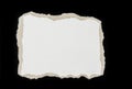 Torn blank cardboard paper on the black. Royalty Free Stock Photo