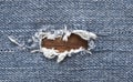 Torn blue jeans texture Royalty Free Stock Photo