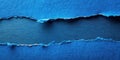 Torn blue paper texture with a central gap ideal for text or design elements. Generative AI Royalty Free Stock Photo