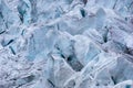 Detail of glacier with holes and crevasses in the Andes