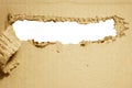 Torn Brown corrugated cardboard, background texture for design work. Royalty Free Stock Photo