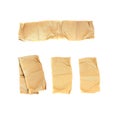 Old torn brown tissue paper on white background