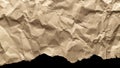 Torn craft. Kraft paper texture background. Old craft vintage cardboard isolated on black. For designs, decoration and