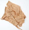 Torn crumpled pieces of brown paper with grease stains Royalty Free Stock Photo