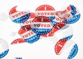 Torn and defaced I Voted Today paper stickers on white background Royalty Free Stock Photo