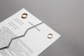 Torn divorce decree on grey background Royalty Free Stock Photo