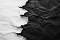 Torn edge between black and white paper, top view Royalty Free Stock Photo