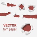 Torn edges paper hole lacerated ragged edge and crack realistic 3d style vector illustration concept grunge page Royalty Free Stock Photo