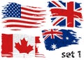 Torn Flag Set US, GB, Can, Australia