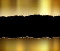 Torn golden metal plate. Broken steel background Royalty Free Stock Photo