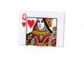 A torn half of a queen of hearts playing card. Royalty Free Stock Photo