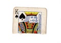 A torn half of a vintage king of spades playing card. Royalty Free Stock Photo