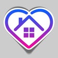 Torn heart shape with house inside