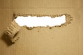 Torn Brown corrugated cardboard, background texture for design work. Royalty Free Stock Photo