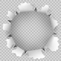 Torn hole and ripped of paper on a transparent background. EPS 10 vector Royalty Free Stock Photo