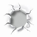 Torn hole with transparent background in the sheet of white paper. Space for text Royalty Free Stock Photo