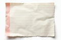 Torn lined paper sheet with pink edge border isolated on white background. Blank page for writing notes or reminders, office and Royalty Free Stock Photo
