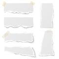 Torn note paper with adhesive tape vector set Royalty Free Stock Photo