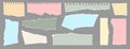 Torn note paper. Notebook sheets with ripped edges, blank color torn paper pieces for scrapbook collage. Templates for