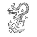 torn off anchor sketch raster illustration