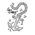 torn off anchor sketch vector illustration