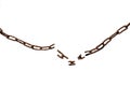 Torn old rusty chain isolated Royalty Free Stock Photo