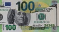 Torn One Hundred Dollar Over Euro Banknote Royalty Free Stock Photo