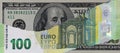Torn One Hundred Dollar Over Euro Banknote Royalty Free Stock Photo