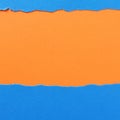 Torn paper background blue orange strip frame square Royalty Free Stock Photo