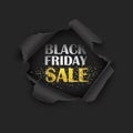 Torn Paper Black Friday Sale. Vector illustration