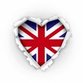 Torn paper heart with british Union Jack. Royalty Free Stock Photo