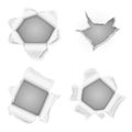 Torn paper holes vector collection