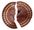Torn paper round candy wrapper on isolated background