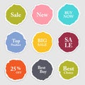 Torn paper round sticker, label, banner set. Royalty Free Stock Photo